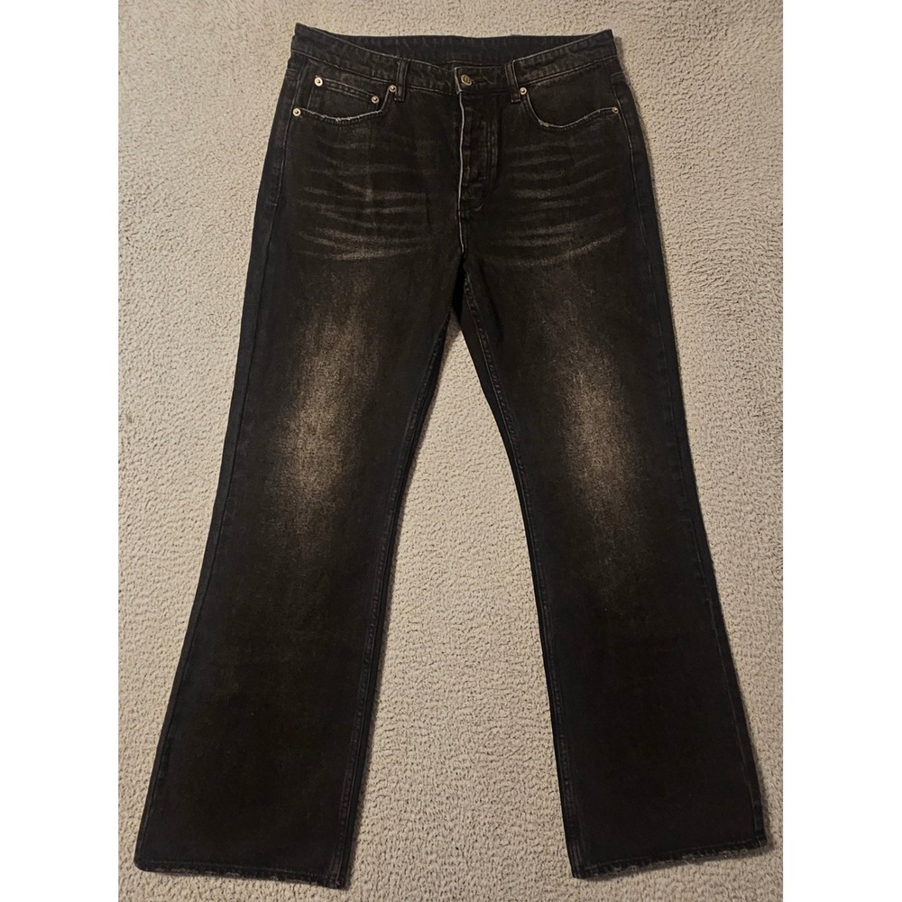 Ksubi Bronko Emblem Black Straight Leg Bootcut Jeans MFA24DJ001 Mens 34 x 32